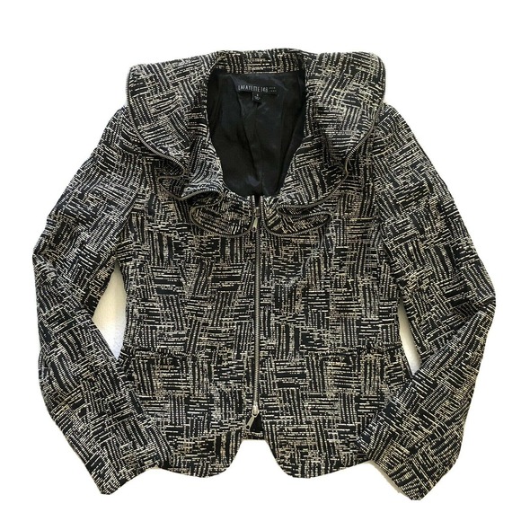 Lafayette 148 New York Jackets & Blazers - Lafayette 148 Tweed Knit Ruffled Zip Jacket 6